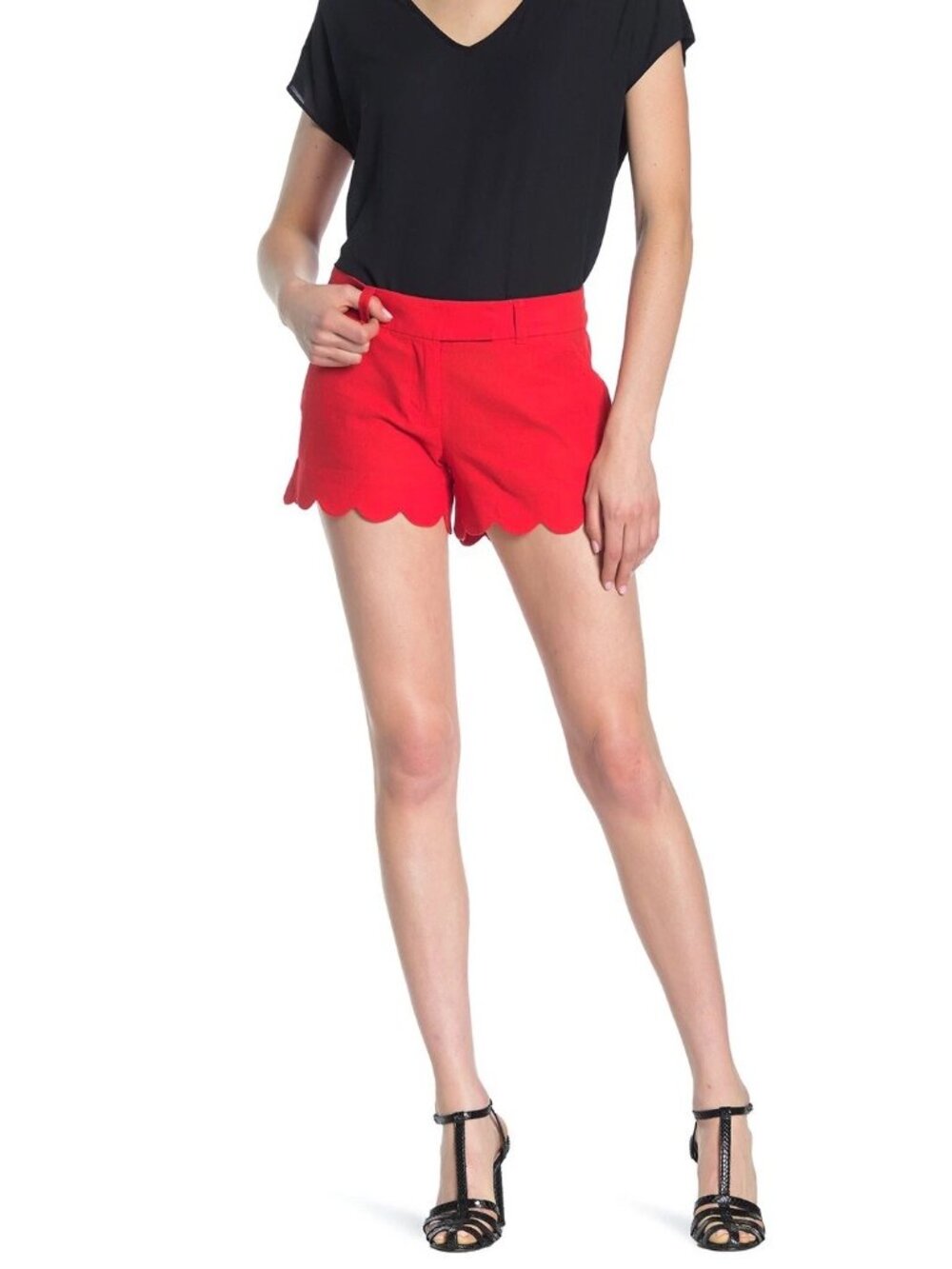 J. Crew Linen Cotton Blend Scalloped Red 4" Shorts - SIze 6